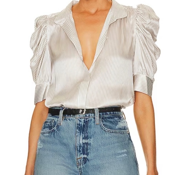 Frame Denim silk blend Gillian blouse in Bone size Large - Picture 12 of 12